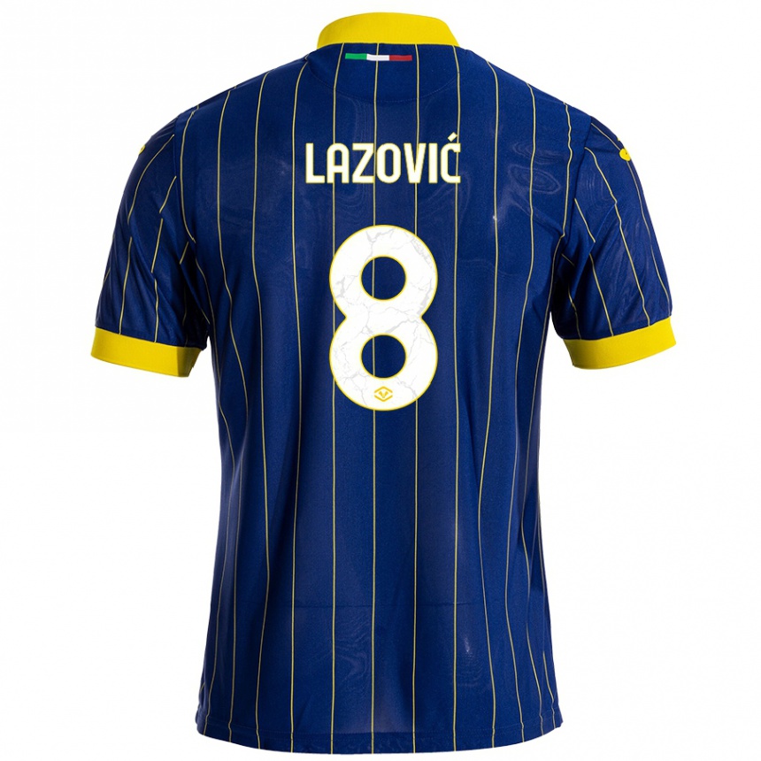 Femme Football Maillot Darko Lazović #8 Bleu Jaune Tenues Domicile 2024/25