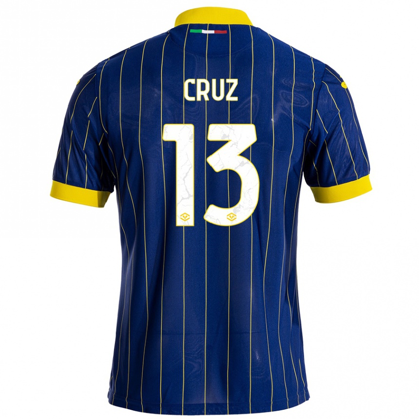 Femme Football Maillot Juan Manuel Cruz #13 Bleu Jaune Tenues Domicile 2024/25