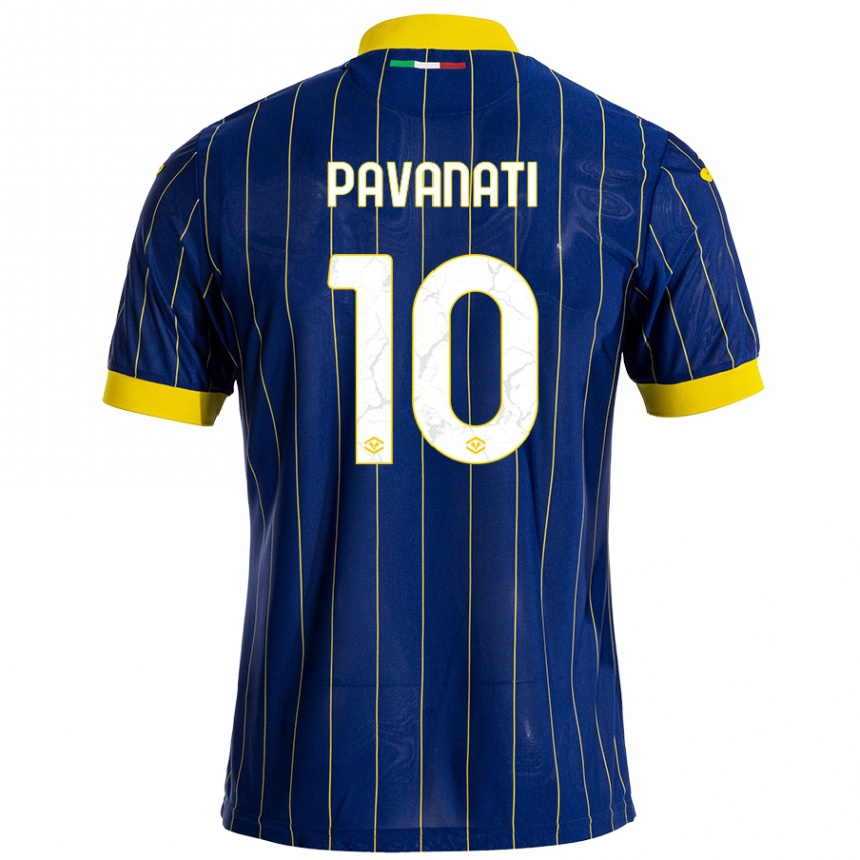 Femme Football Maillot Alessandro Pavanati #10 Bleu Jaune Tenues Domicile 2024/25