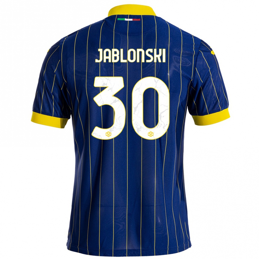 Femme Football Maillot Darvin Jablonski #30 Bleu Jaune Tenues Domicile 2024/25