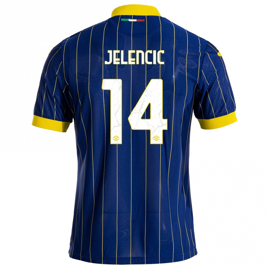 Femme Football Maillot Ana Jelencic #14 Bleu Jaune Tenues Domicile 2024/25