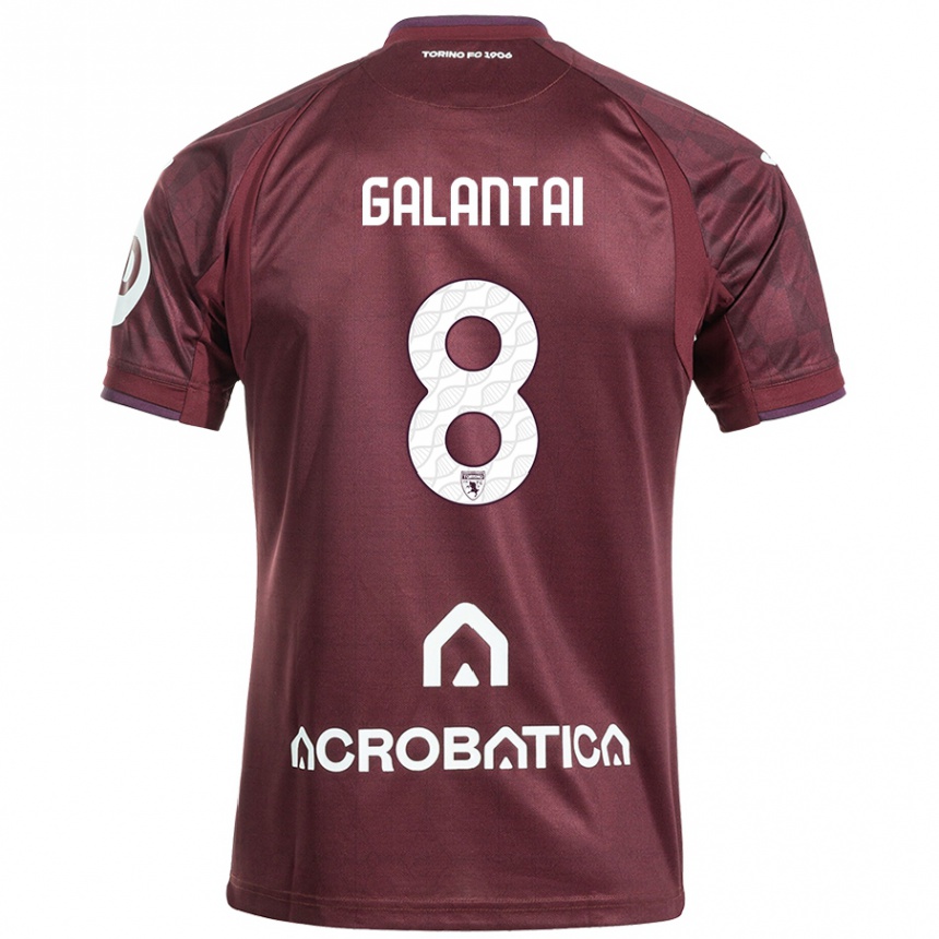 Femme Football Maillot Tamás Galántai #8 Bordeaux Blanc Tenues Domicile 2024/25