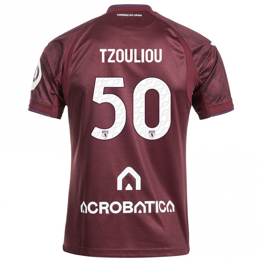 Femme Football Maillot Dimitrianos Tzouliou #50 Bordeaux Blanc Tenues Domicile 2024/25