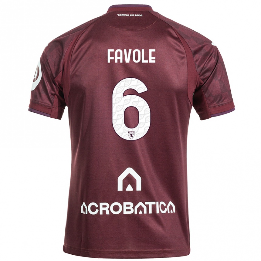 Femme Football Maillot Stefania Favole #6 Bordeaux Blanc Tenues Domicile 2024/25