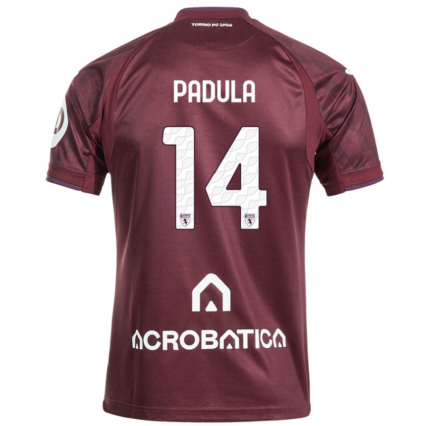 Femme Football Maillot Cristian Padula #14 Bordeaux Blanc Tenues Domicile 2024/25