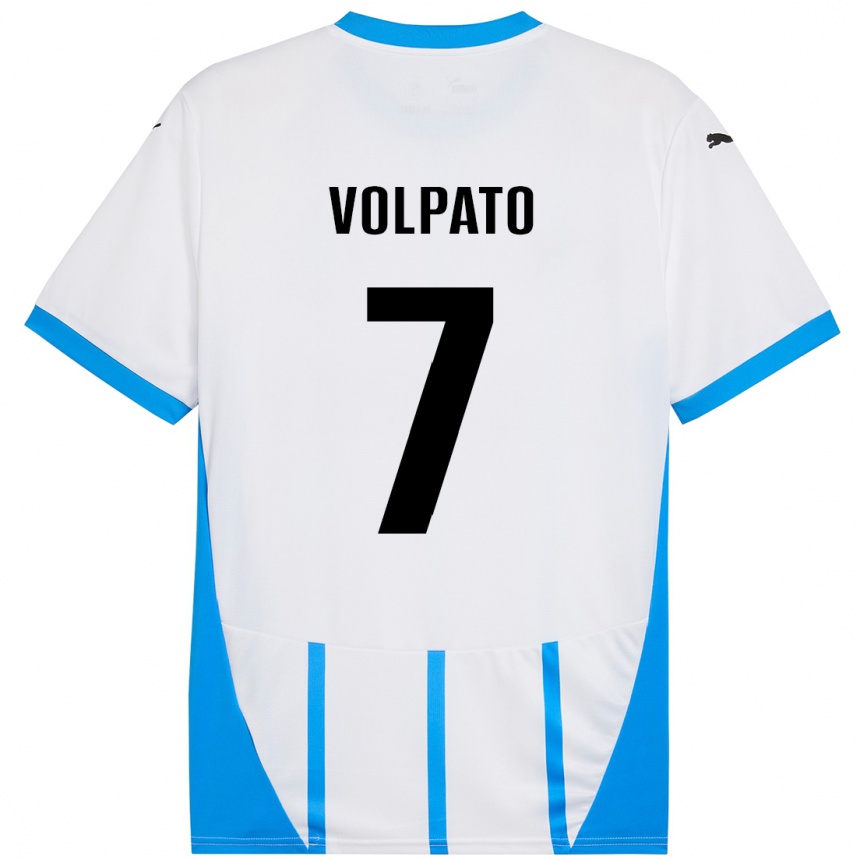 Femme Football Maillot Cristian Volpato #7 Blanc Bleu Tenues Extérieur 2024/25