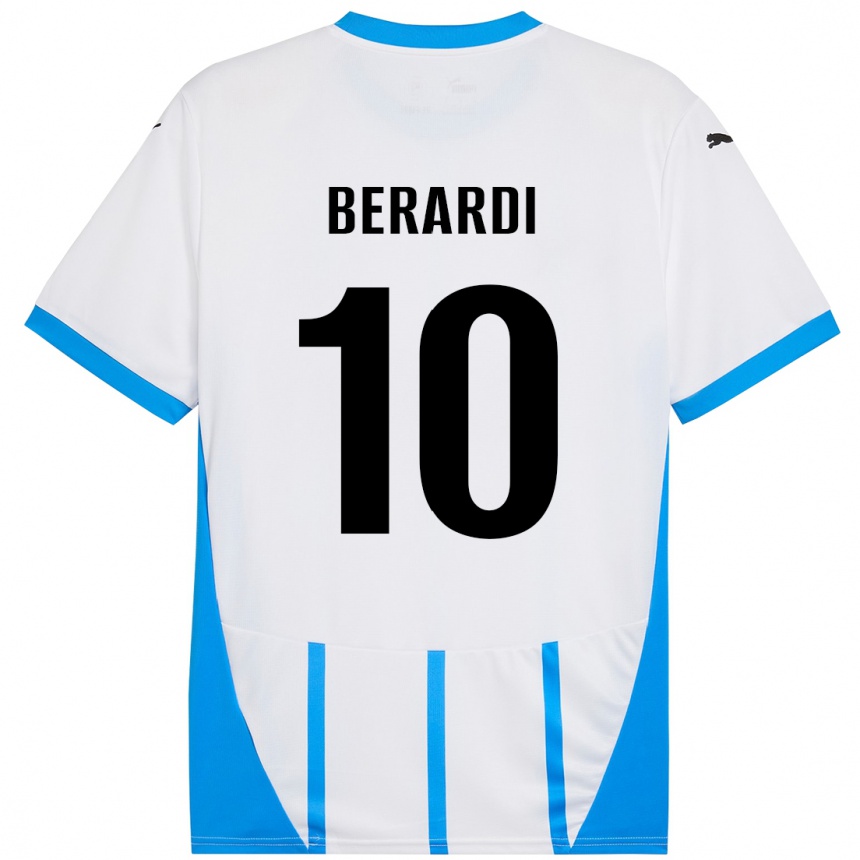 Femme Football Maillot Domenico Berardi #10 Blanc Bleu Tenues Extérieur 2024/25