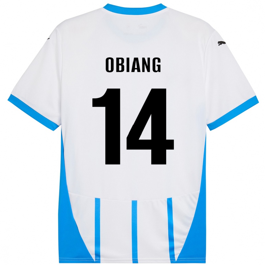 Femme Football Maillot Pedro Obiang #14 Blanc Bleu Tenues Extérieur 2024/25