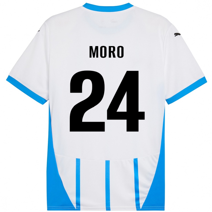 Femme Football Maillot Luca Moro #24 Blanc Bleu Tenues Extérieur 2024/25