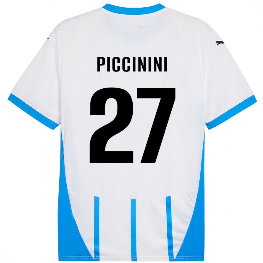 Femme Football Maillot Stefano Piccinini #27 Blanc Bleu Tenues Extérieur 2024/25