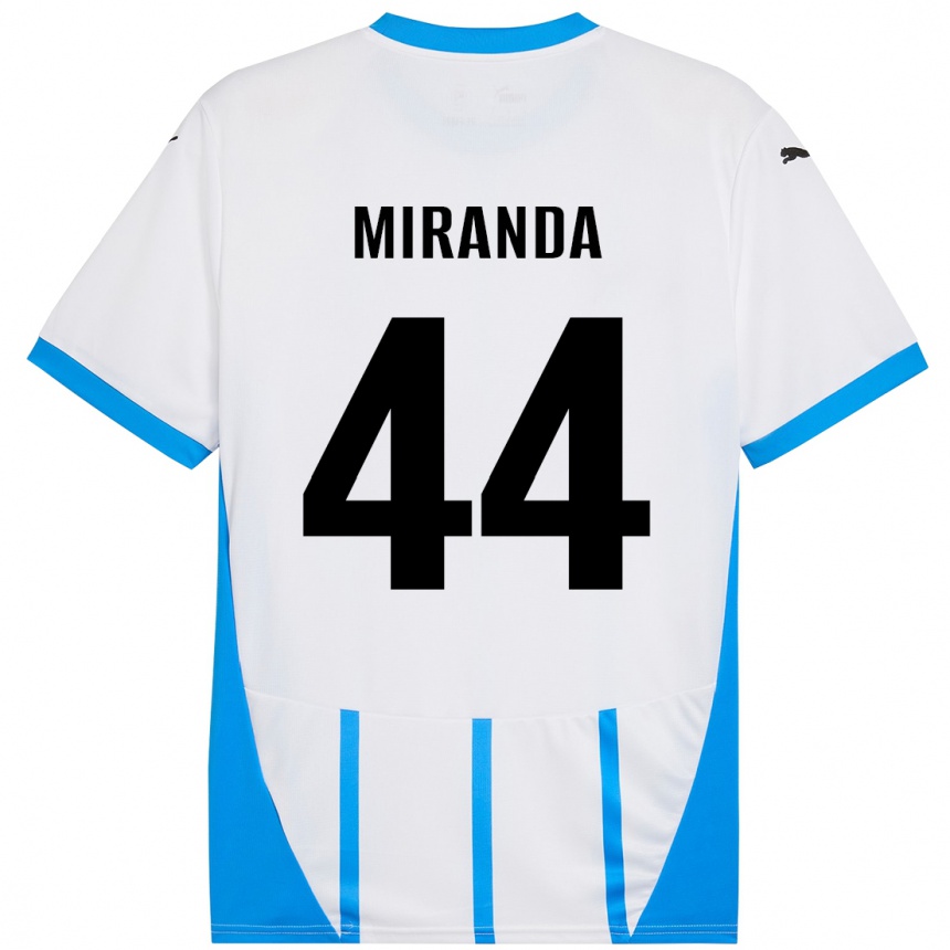 Femme Football Maillot Kevin Miranda #44 Blanc Bleu Tenues Extérieur 2024/25