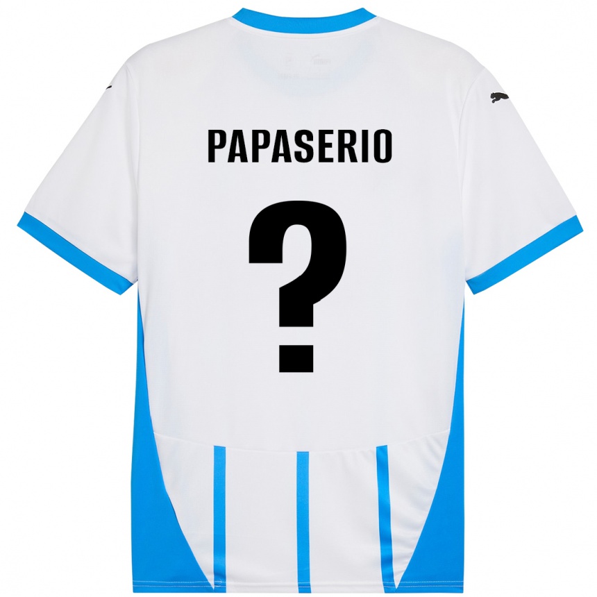 Femme Football Maillot Gabriele Papaserio #0 Blanc Bleu Tenues Extérieur 2024/25