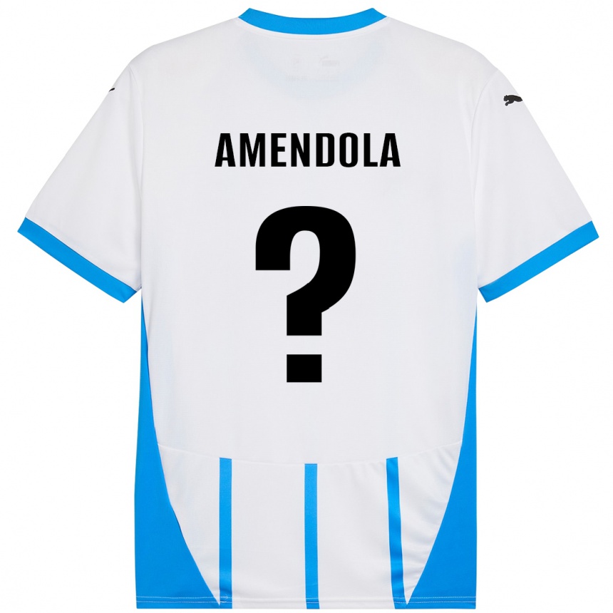 Femme Football Maillot Catello Amendola #0 Blanc Bleu Tenues Extérieur 2024/25