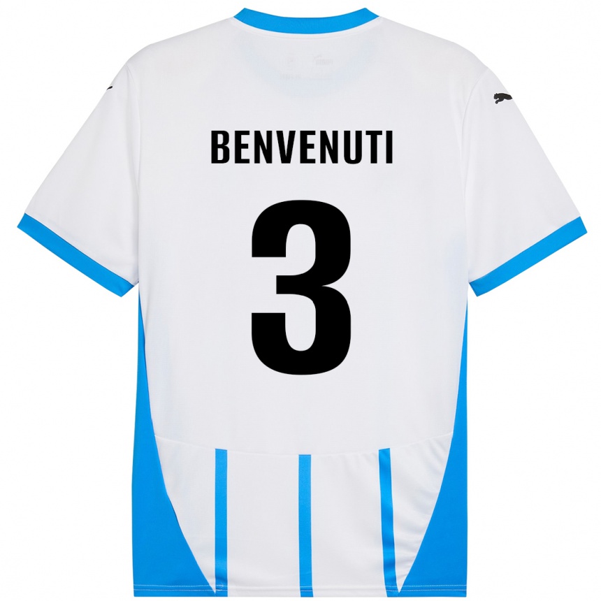 Femme Football Maillot Tommaso Benvenuti #3 Blanc Bleu Tenues Extérieur 2024/25