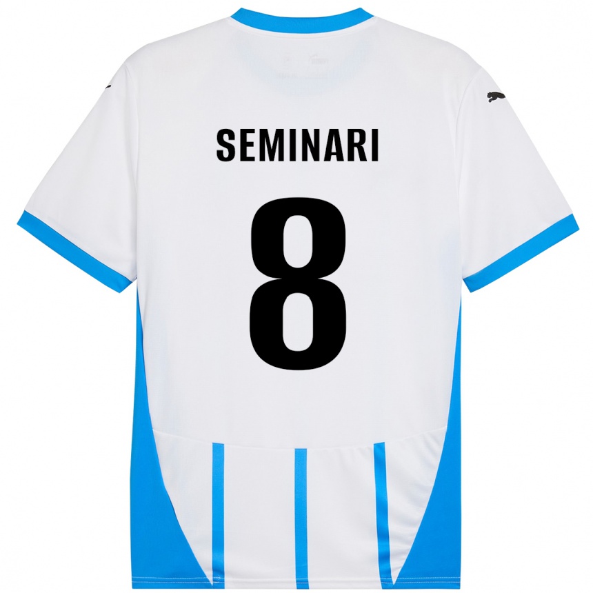 Femme Football Maillot Giacomo Seminari #8 Blanc Bleu Tenues Extérieur 2024/25