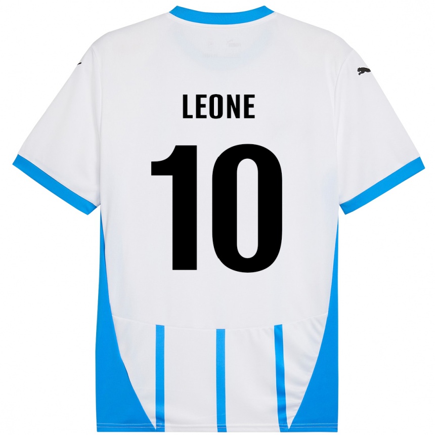 Femme Football Maillot Kevin Leone #10 Blanc Bleu Tenues Extérieur 2024/25