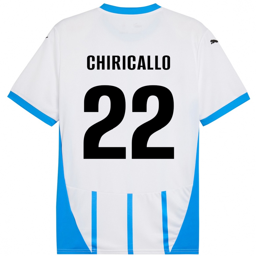 Femme Football Maillot Giovanni Chiricallo #22 Blanc Bleu Tenues Extérieur 2024/25