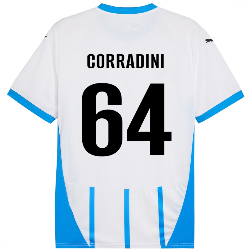 Femme Football Maillot Francesco Corradini #64 Blanc Bleu Tenues Extérieur 2024/25