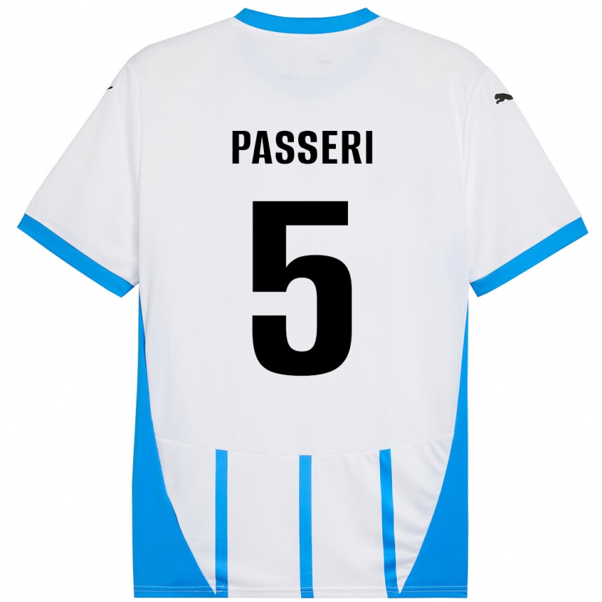 Femme Football Maillot Angela Passeri #5 Blanc Bleu Tenues Extérieur 2024/25