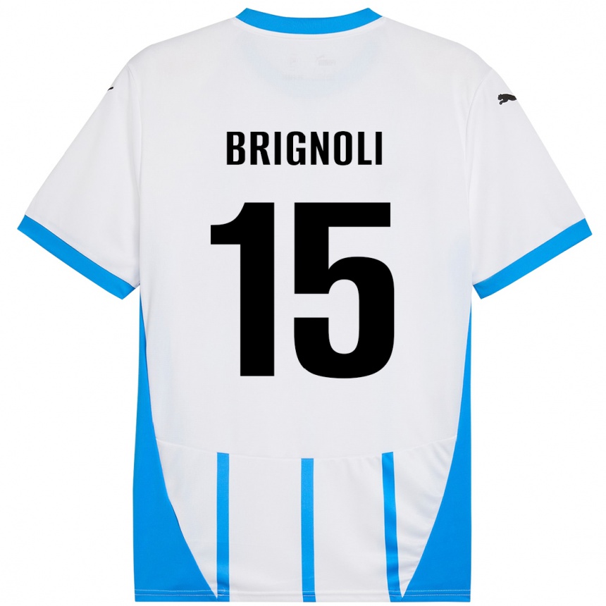 Femme Football Maillot Benedetta Brignoli #15 Blanc Bleu Tenues Extérieur 2024/25