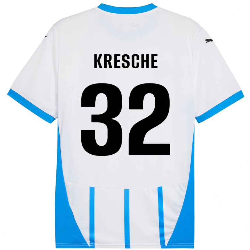 Femme Football Maillot Isabella Kresche #32 Blanc Bleu Tenues Extérieur 2024/25