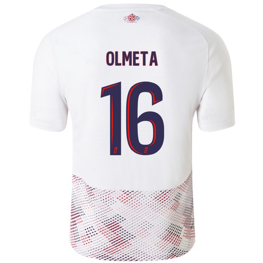 Femme Football Maillot Lisandru Olmeta #16 Blanc Bleu Royal Tenues Extérieur 2024/25