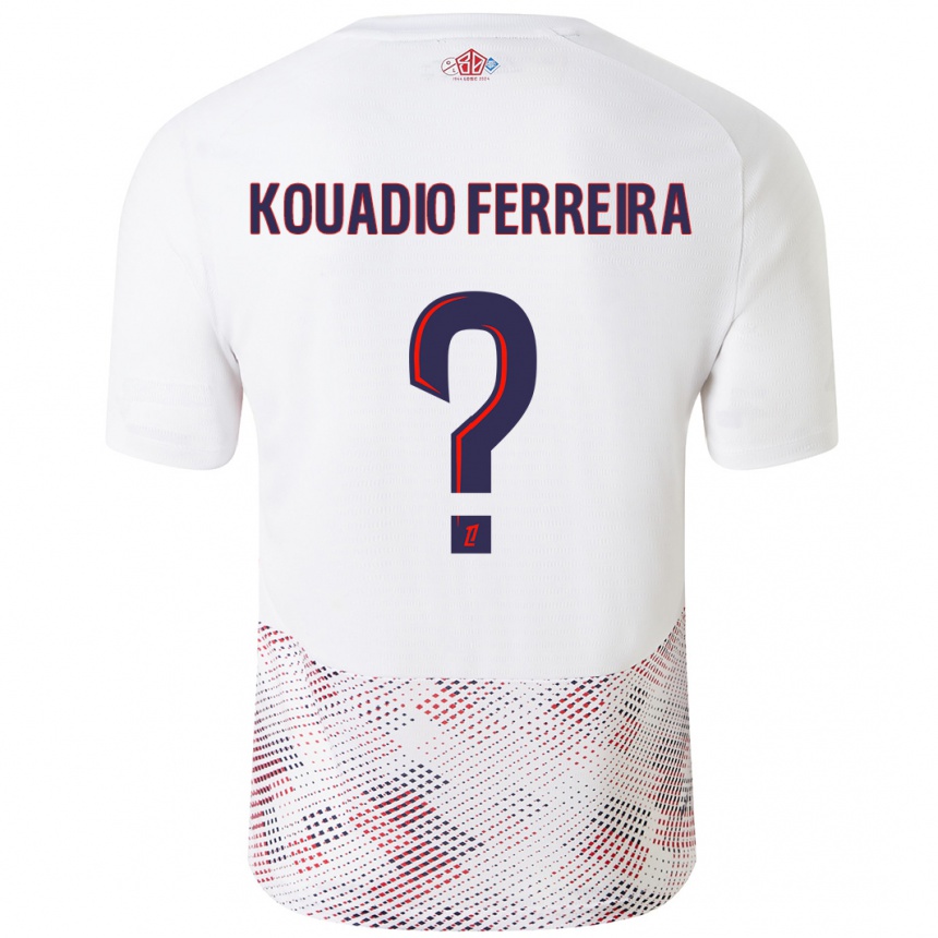 Femme Football Maillot Wilfrid Kouadio Ferreira #0 Blanc Bleu Royal Tenues Extérieur 2024/25