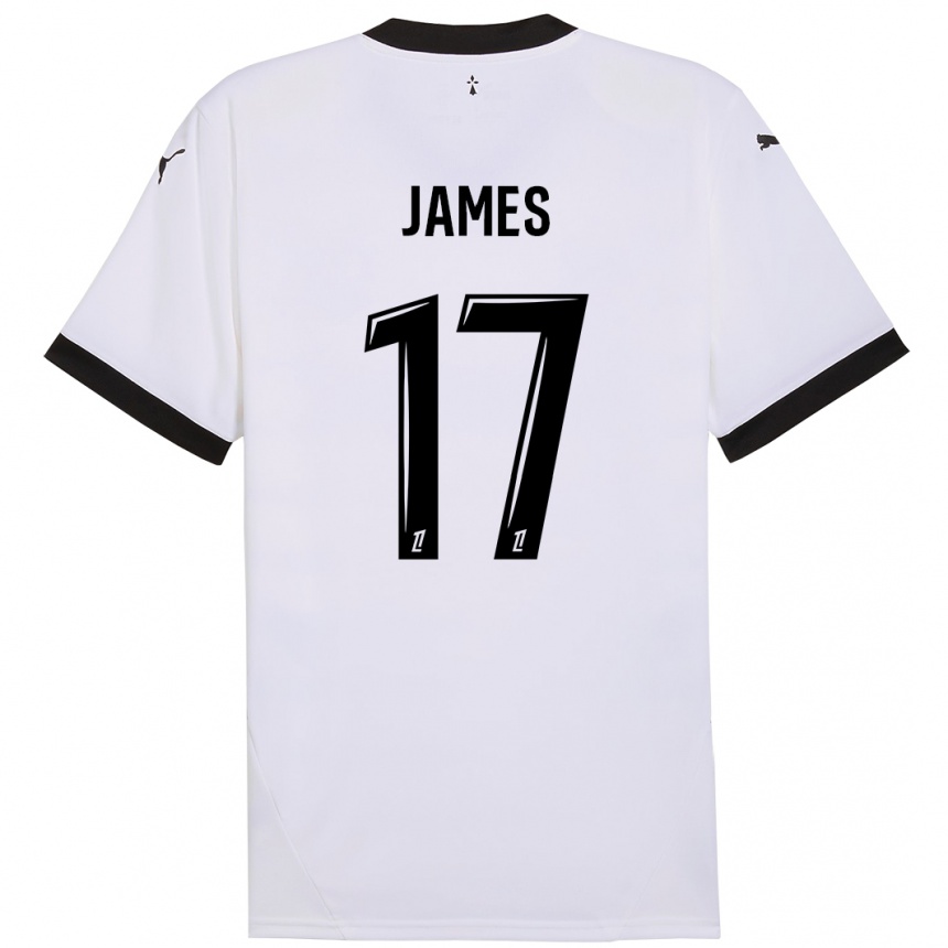 Femme Football Maillot Jordan James #17 Blanc Noir Tenues Extérieur 2024/25