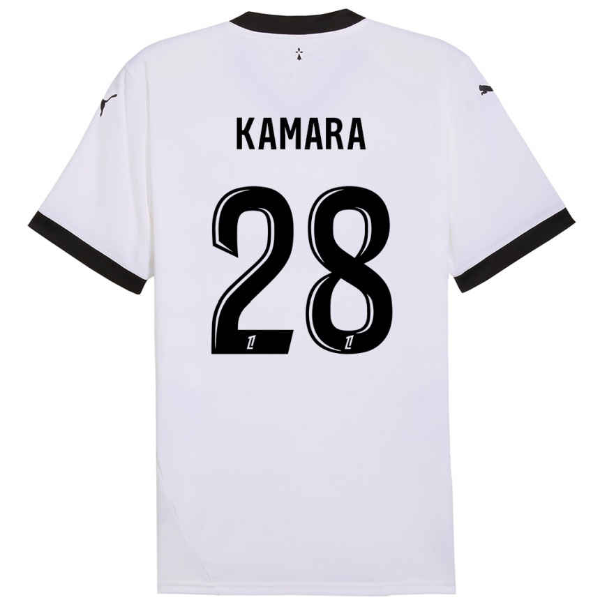 Femme Football Maillot Glen Kamara #28 Blanc Noir Tenues Extérieur 2024/25