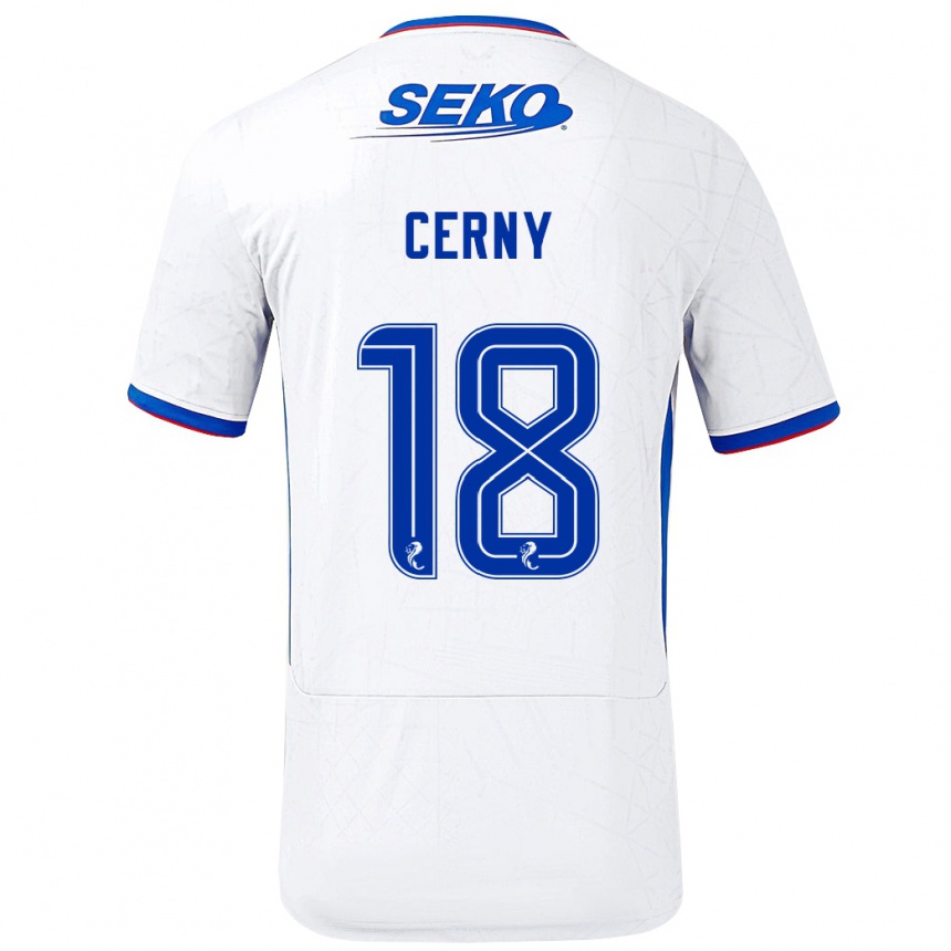 Femme Football Maillot Vaclav Cerny #18 Blanc Bleu Tenues Extérieur 2024/25