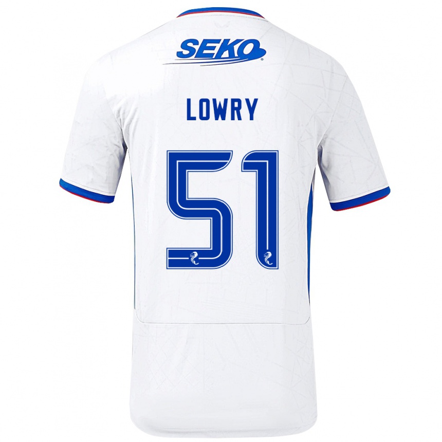 Femme Football Maillot Alex Lowry #51 Blanc Bleu Tenues Extérieur 2024/25