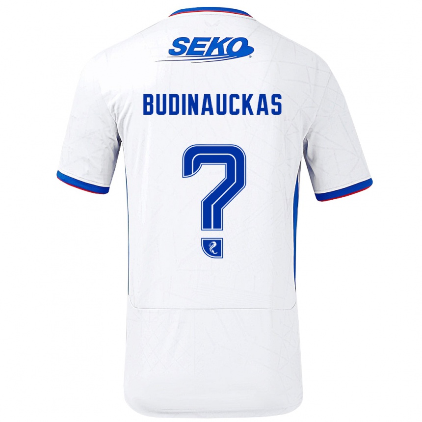 Femme Football Maillot Lewis Budinauckas #0 Blanc Bleu Tenues Extérieur 2024/25