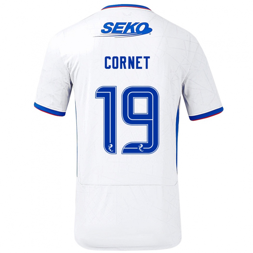 Femme Football Maillot Chelsea Cornet #19 Blanc Bleu Tenues Extérieur 2024/25