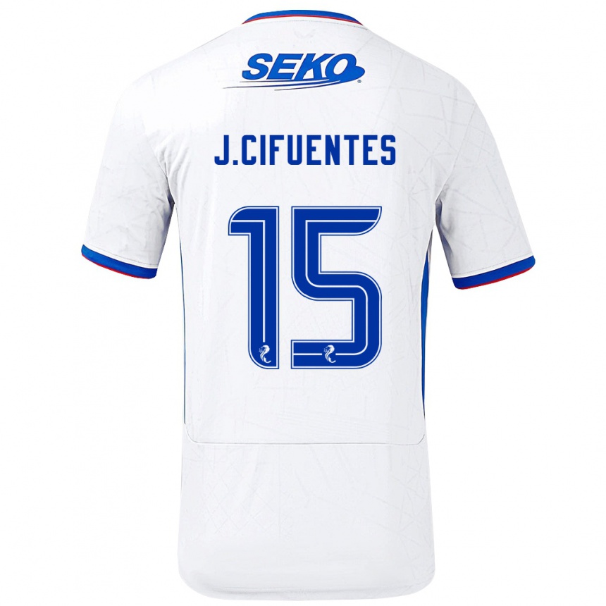 Femme Football Maillot José Cifuentes #15 Blanc Bleu Tenues Extérieur 2024/25