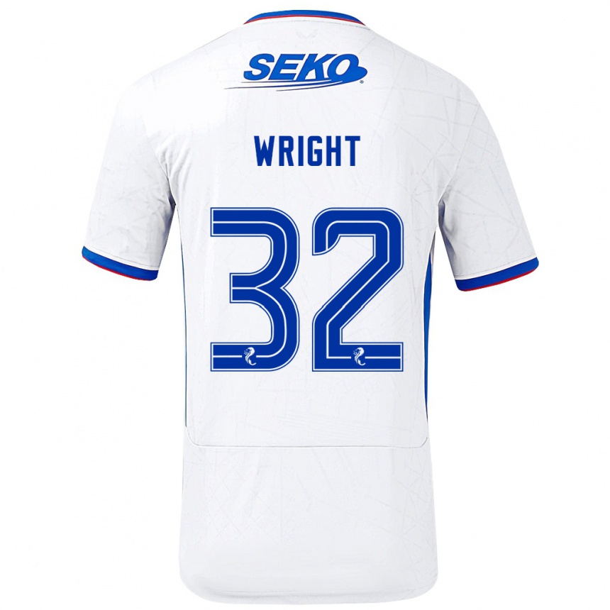 Femme Football Maillot Kieran Wright #32 Blanc Bleu Tenues Extérieur 2024/25