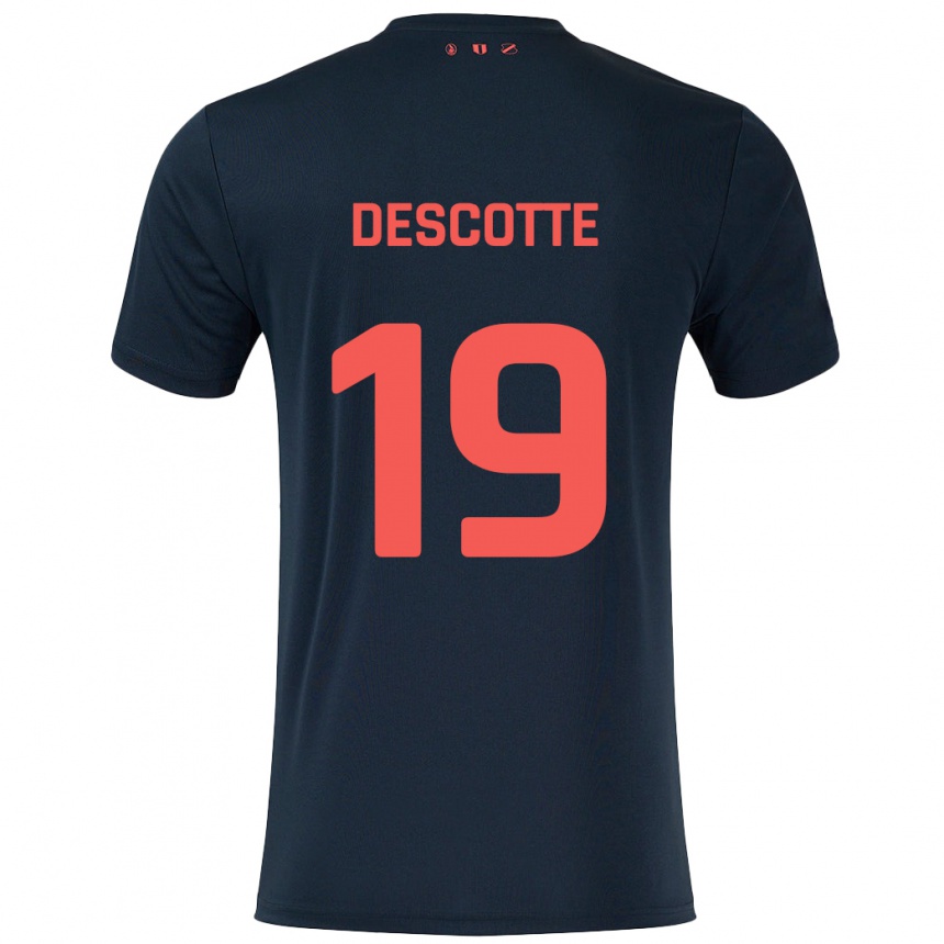 Femme Football Maillot Anthony Descotte #19 Noir Rouge Tenues Extérieur 2024/25