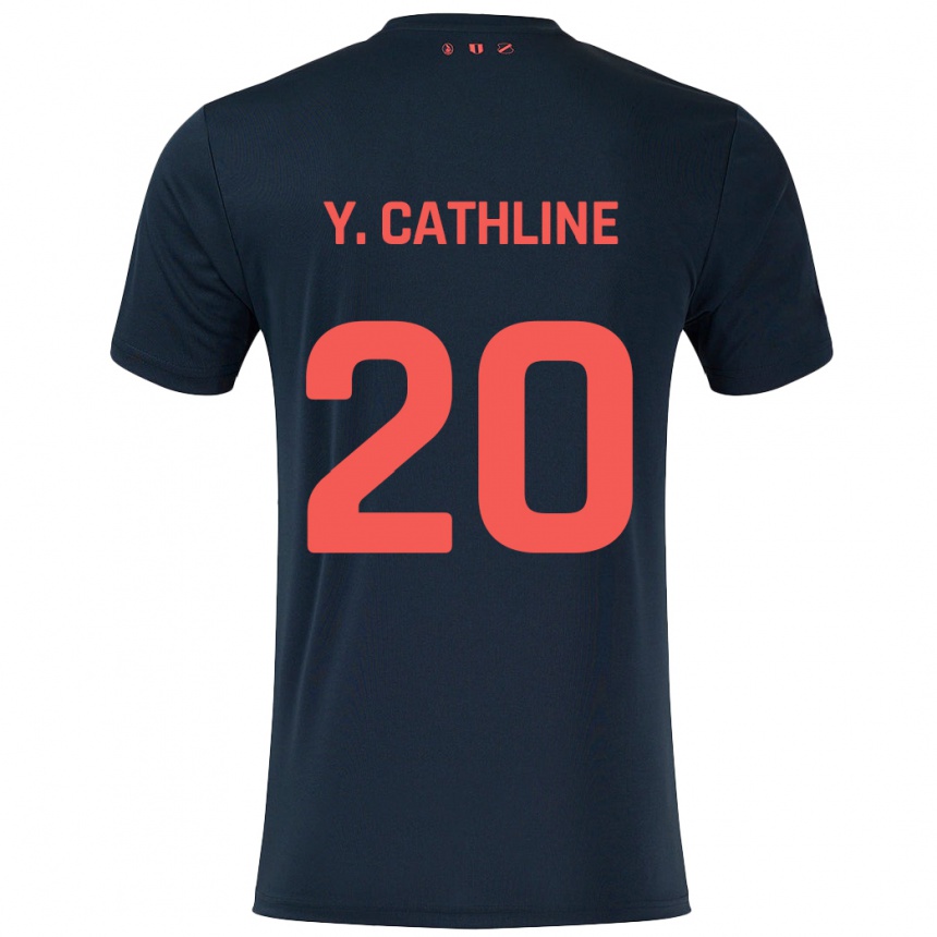 Femme Football Maillot Yoann Cathline #20 Noir Rouge Tenues Extérieur 2024/25