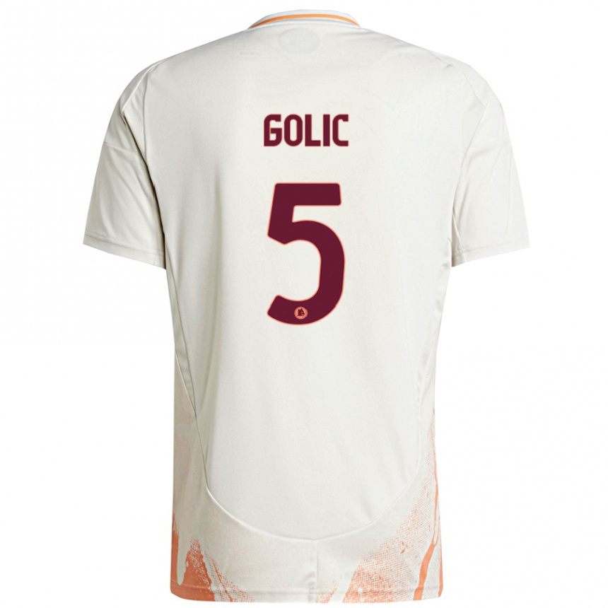 Femme Football Maillot Lovro Golic #5 Crème Blanc Orange Tenues Extérieur 2024/25