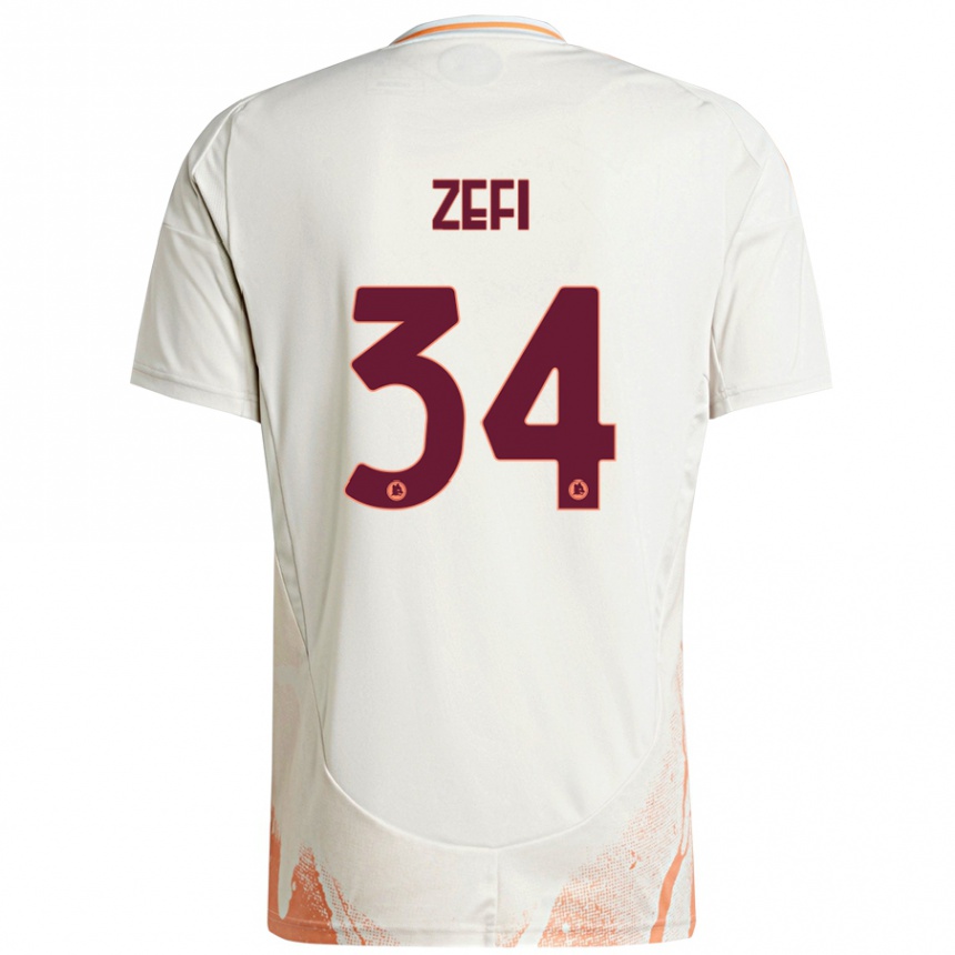 Femme Football Maillot Kevin Zefi #34 Crème Blanc Orange Tenues Extérieur 2024/25