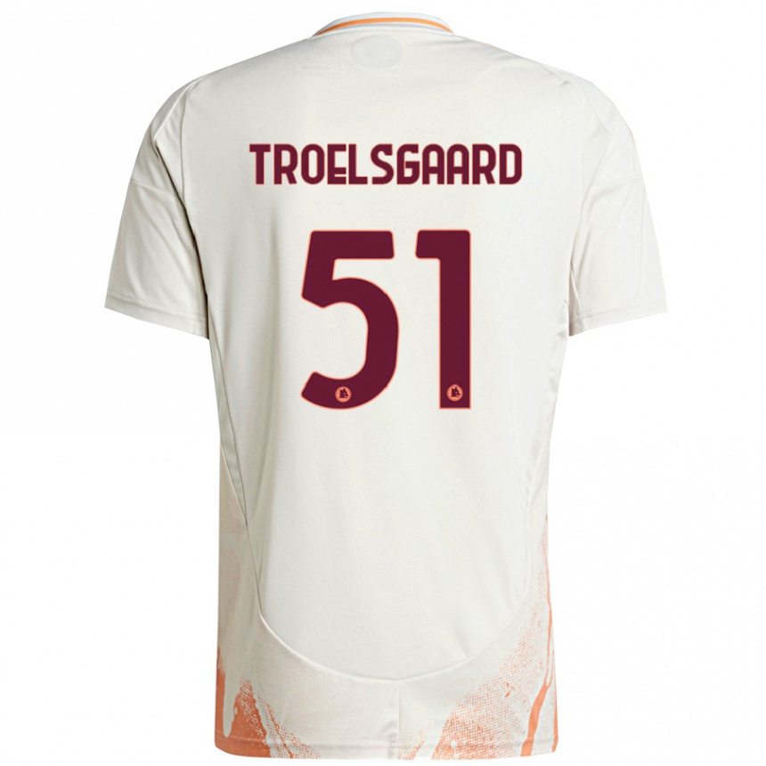 Femme Football Maillot Sanne Troelsgaard #51 Crème Blanc Orange Tenues Extérieur 2024/25