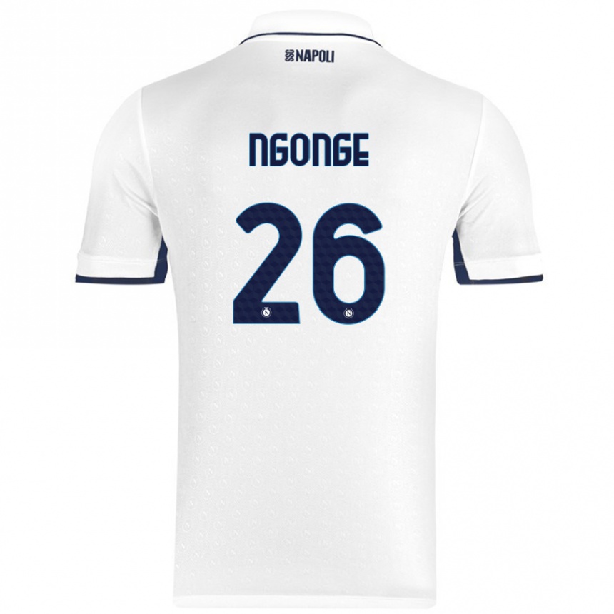 Femme Football Maillot Cyril Ngonge #26 Blanc Bleu Royal Tenues Extérieur 2024/25