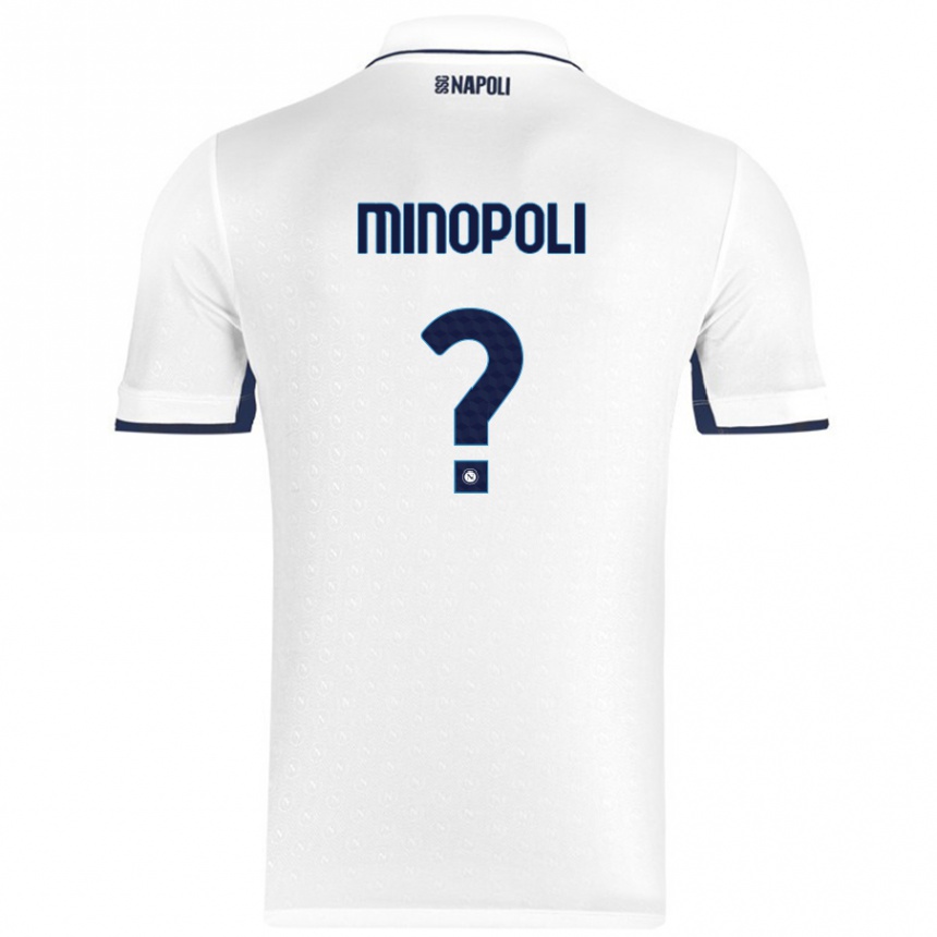 Femme Football Maillot Francesco Minopoli #0 Blanc Bleu Royal Tenues Extérieur 2024/25