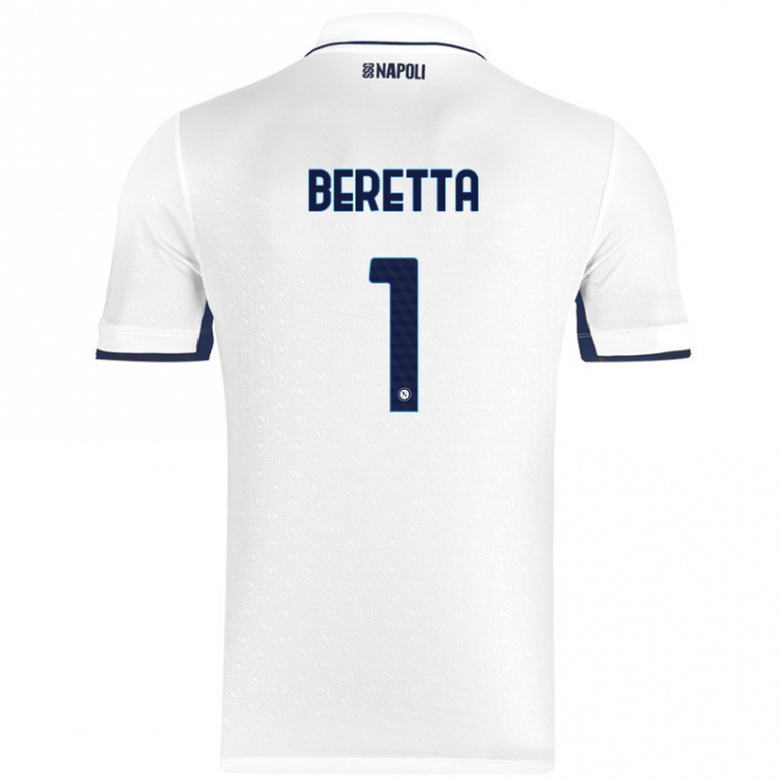 Femme Football Maillot Beatrice Beretta #1 Blanc Bleu Royal Tenues Extérieur 2024/25