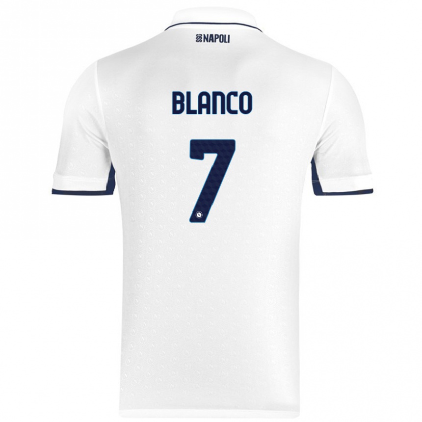 Femme Football Maillot Gimena Blanco #7 Blanc Bleu Royal Tenues Extérieur 2024/25