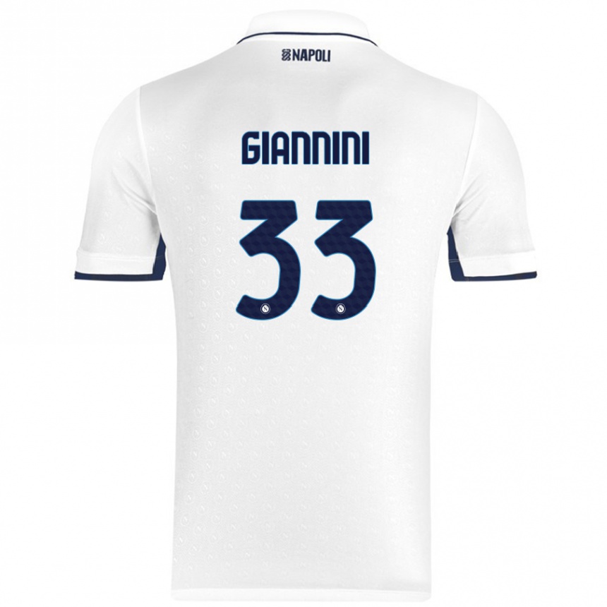 Femme Football Maillot Enrico Giannini #33 Blanc Bleu Royal Tenues Extérieur 2024/25