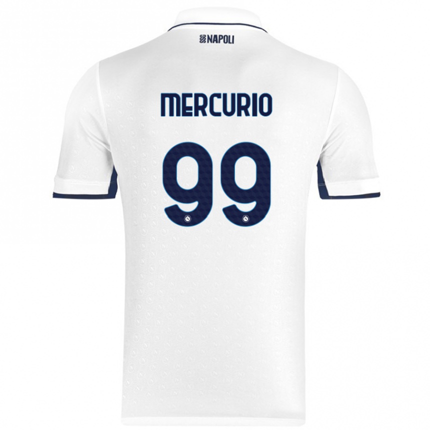 Femme Football Maillot Giovanni Mercurio #99 Blanc Bleu Royal Tenues Extérieur 2024/25