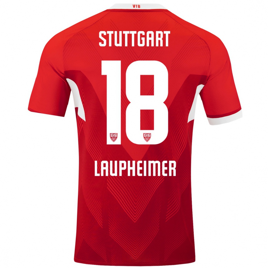 Femme Football Maillot Lukas Laupheimer #18 Blanc Rouge Tenues Extérieur 2024/25