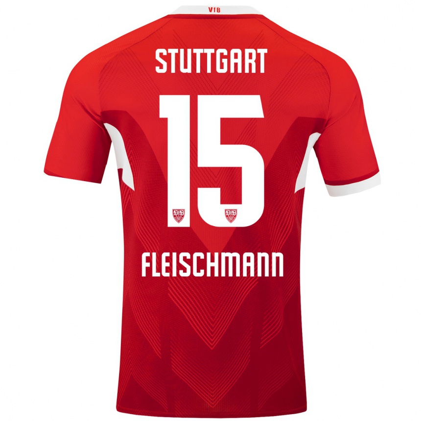 Femme Football Maillot Svea Fleischmann #15 Blanc Rouge Tenues Extérieur 2024/25