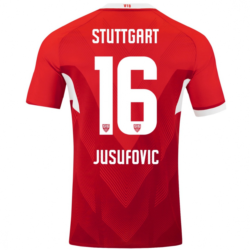 Femme Football Maillot Farah Jusufović #16 Blanc Rouge Tenues Extérieur 2024/25