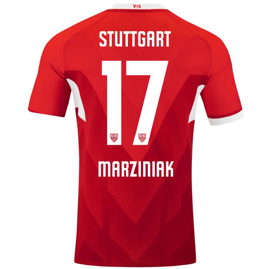 Femme Football Maillot Chiara Marziniak #17 Blanc Rouge Tenues Extérieur 2024/25